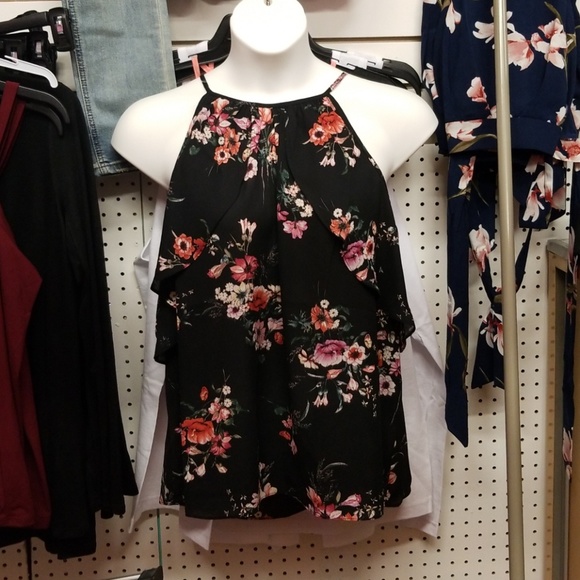 Soprano Tops - SALE! Plus Size Floral Cold Shoulder Top